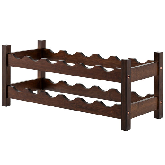 12 Bottle 2-Tier Wine Rack for Kitchen-Coffee