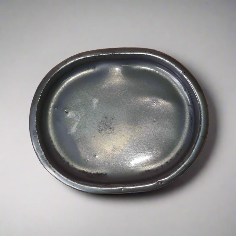 12cm Glazed Drip Tray | Oval | Silver | Luxury Home Accessories | Heulog Glow