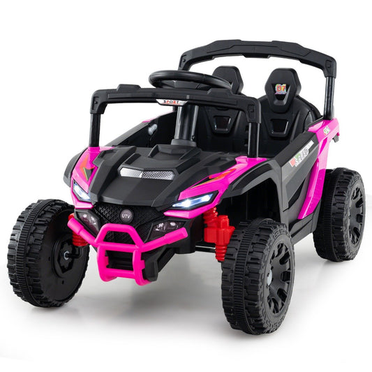 12V Kids Ride On Car Electric UTV with LED Lights and Music-Pink