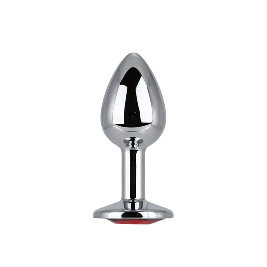 Toosh Silver Metal Butt Plug Small Red Stone