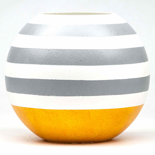 Handpainted Glass Vase for Flowers | Painted Art Glass Round Yellow Vase | Interior Design Home Room Decor | Table vase 6 inch | 5578/180/sh141.1