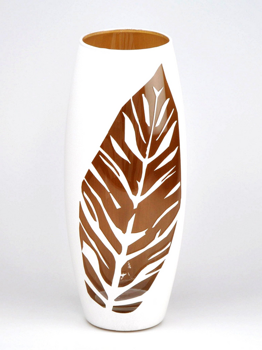White Painted Art Glass Oval Vase for Flowers | Interior Design | Home Decor | Table vase 10 inch | 7736/250/sh115