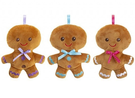 20cm Gingerbread Mini Plush with ribbon loop (4 assorted colours)