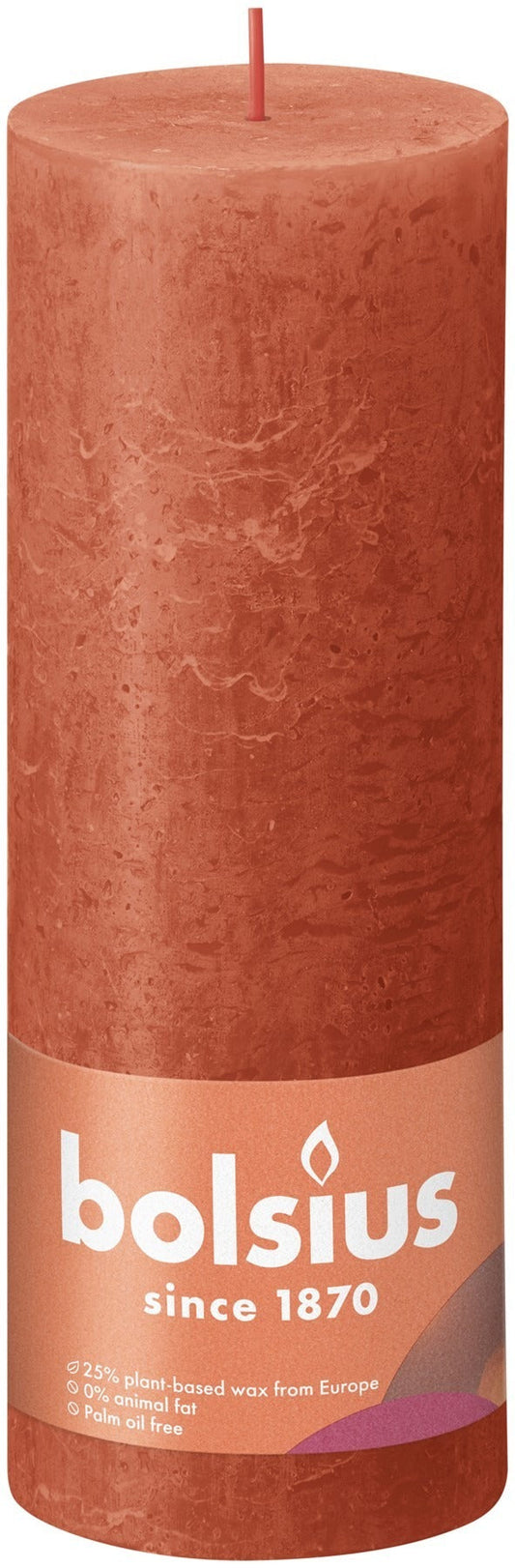 Earthy Orange Bolsius Rustic Shine Pillar Candle (190 x 68mm)