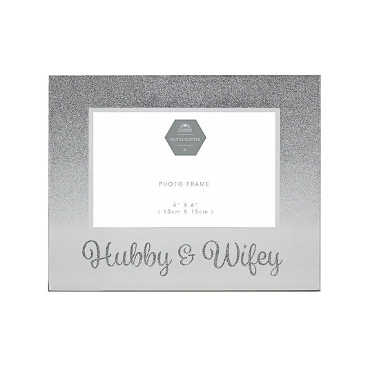 Silver Hubby &amp; Wifey Frame (4x6)