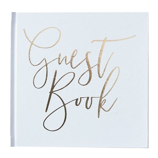 White &amp; Gold Guest Book