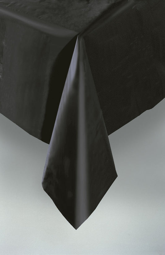 Black Rectangle Plastic Table Cover (54 x 108 Inch)