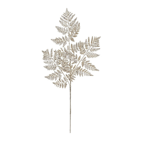 Champagne Glitter Fern Leaf Stem