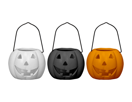 Halloween Pumpkin Tealight Holder with Handle (10cm)