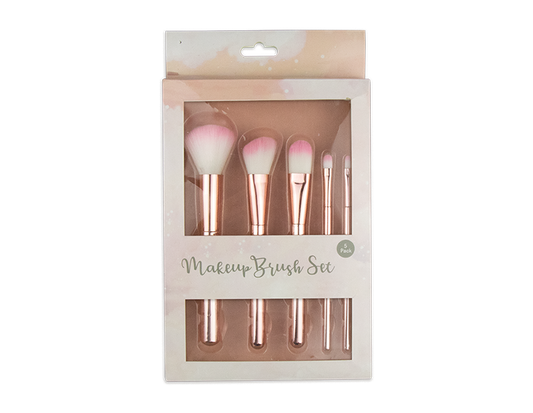 Pink Chrome Makeup Brush Set (5pcs)