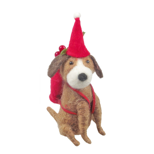 Felt Beagle with Back Pack Hanging Decoration (13cm)