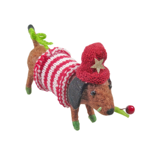 Felt Dauschund Hanging Decoration (5.7cm)