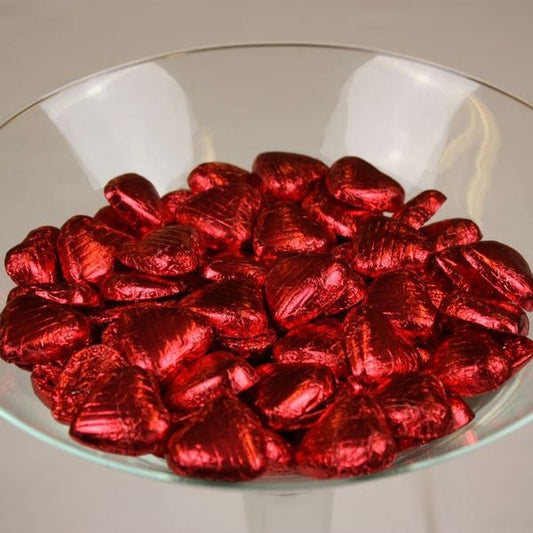 Red Foiled Dark Chocolate Hearts (1kg)