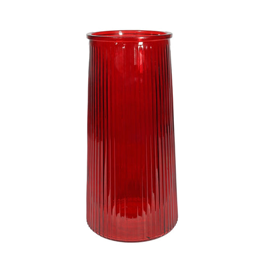 Red Tall Ribbed GraduatedÂ Glass Vase (32cm)Â 