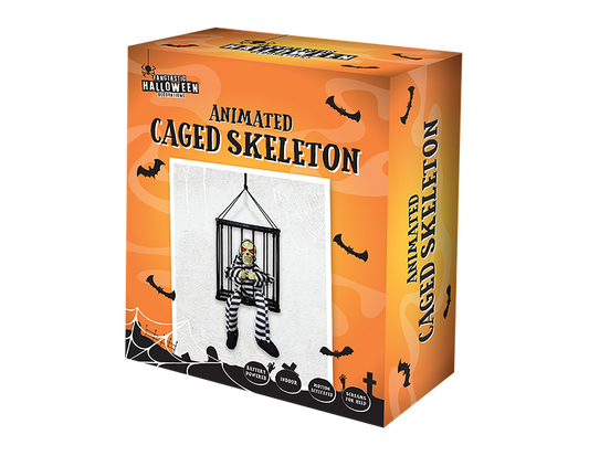 Caged Skeleton Animated Prisoner Decoration