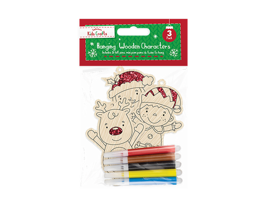 Colour-In Wooden Hanging Characters (3 Pack)