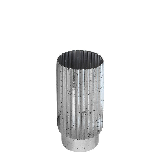 Silver Tonal Ribbed Cylinder VaseÂ (30cm)