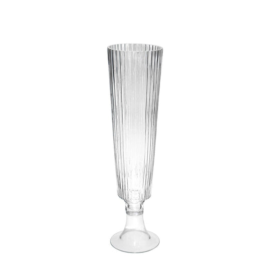 Clear Tall Ribbed Fluted Glass Vase (65cm)