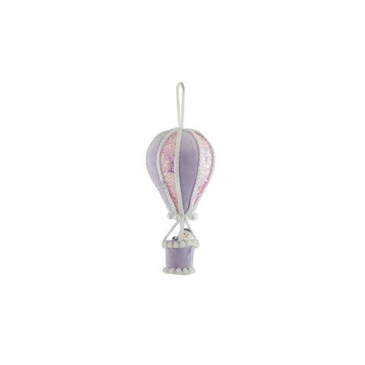 Medium Hot Air Balloon with Santa - Hanging Decoration - Pink / Lilac  (12cm)