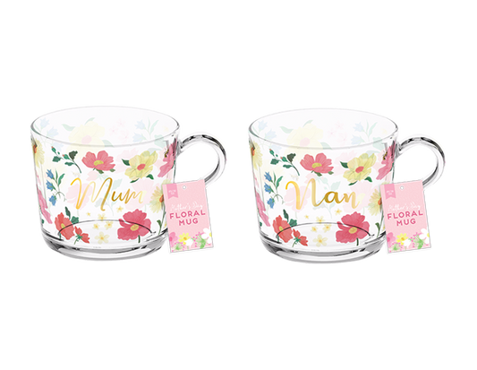 Assorted Mothers Day Floral Glass Mug