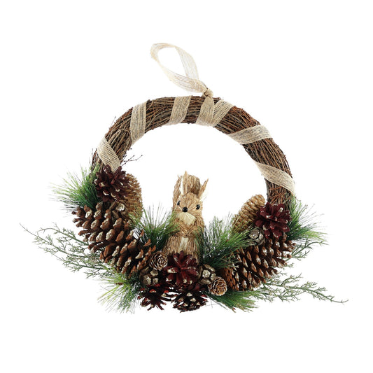 Half Wreath with Cones &amp; Squirrel (36cm)