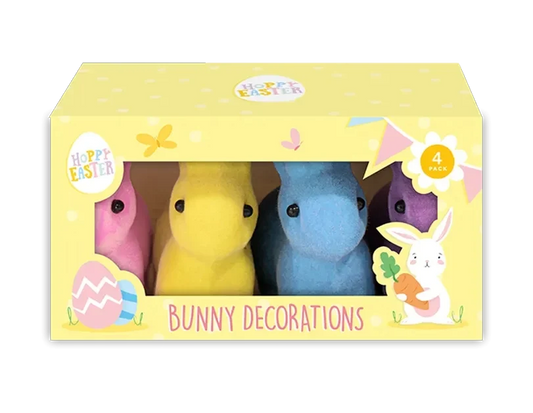 Pack of 4 Mini Flocked Bunny Decorations