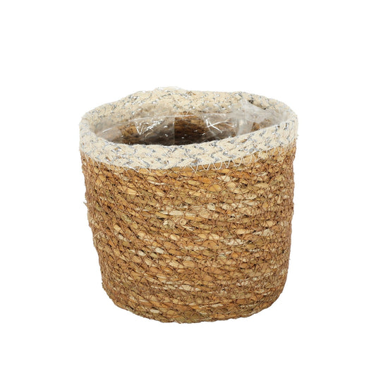 Natural &amp; Silver Hogla Basket With Liner (12 x 12cm)