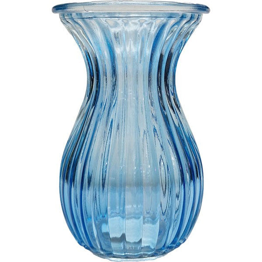 Blue Harper Fluted &amp; FlaredÂ Glass Vase (14cm)