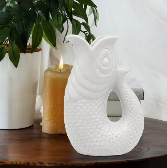 White Fish Jug Vase (20cm)