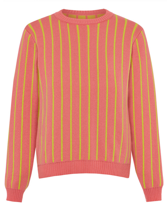 Thin Striped Wool & Cashmere Jumper Pink & Yellow