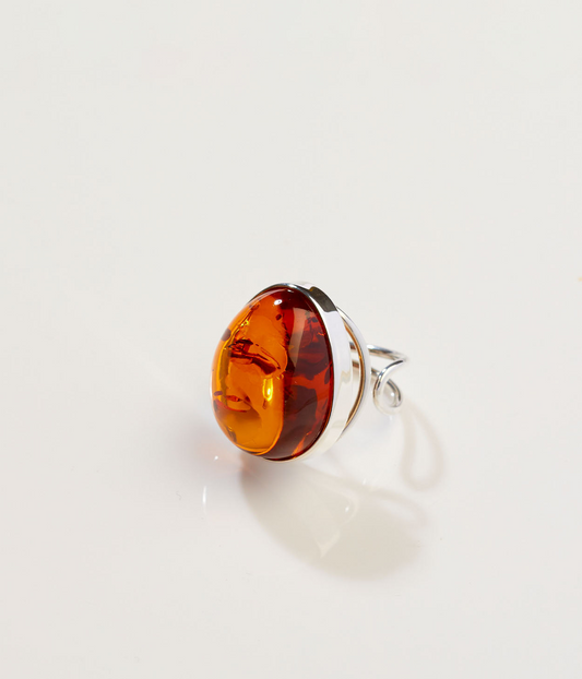 OOAK Sunkissed Grace Amber Adjustable Ring (SIZE L-Q)