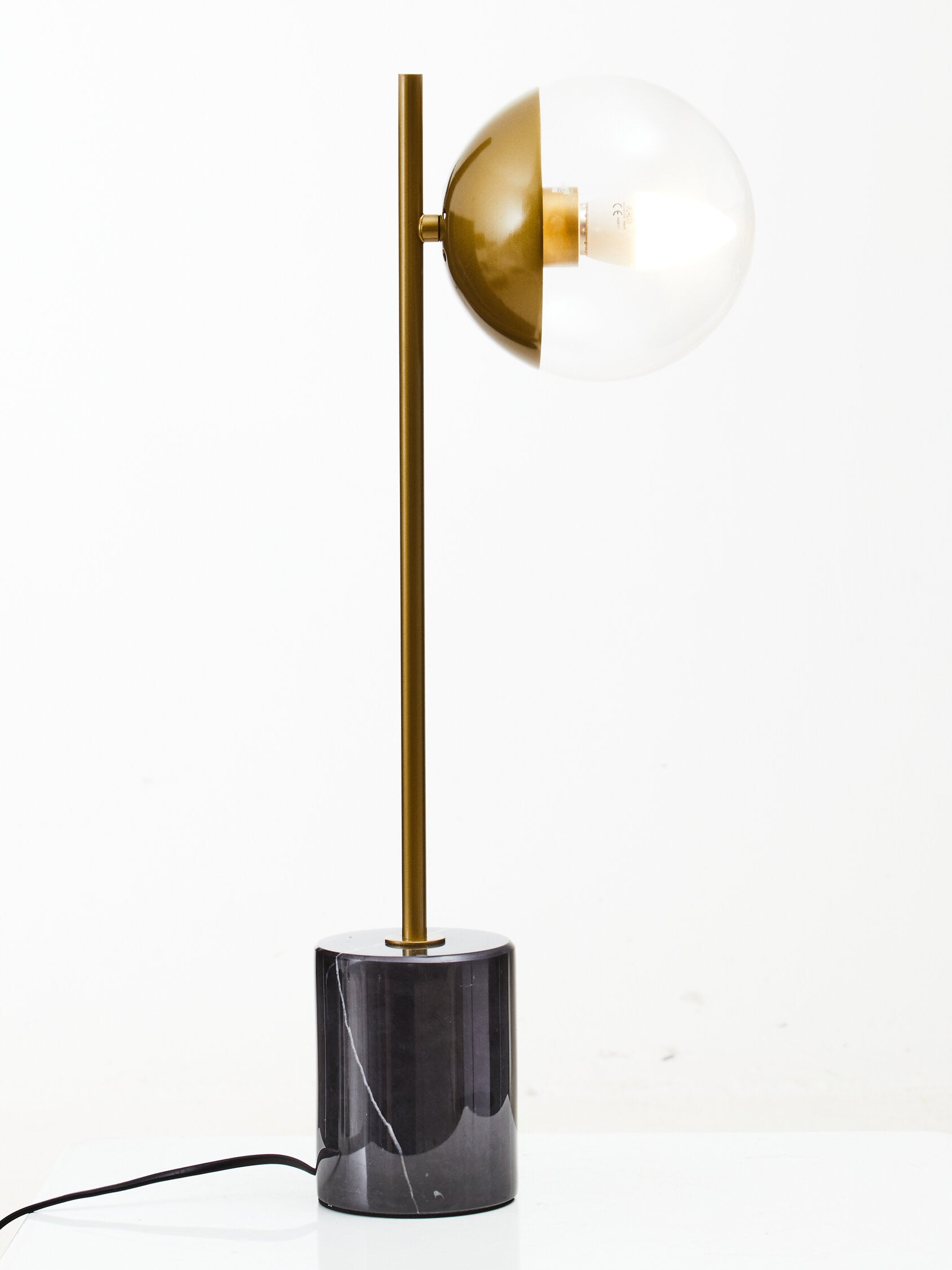 Revive Small Gold Finish Metal Table Lamp with Black Marble Base