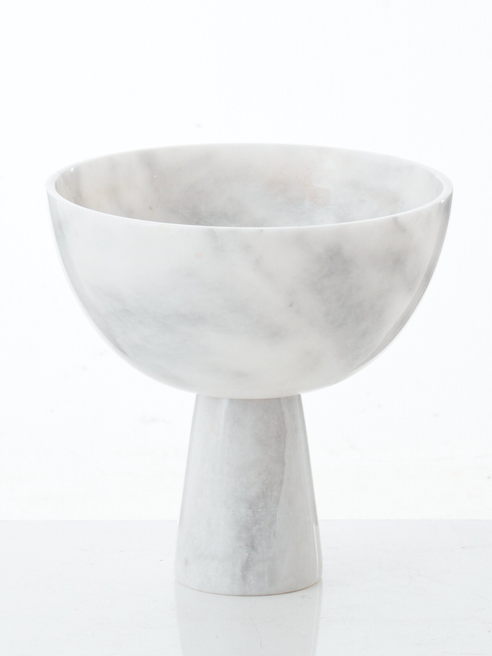 Salmo Large White Marble Pedestal Bowl