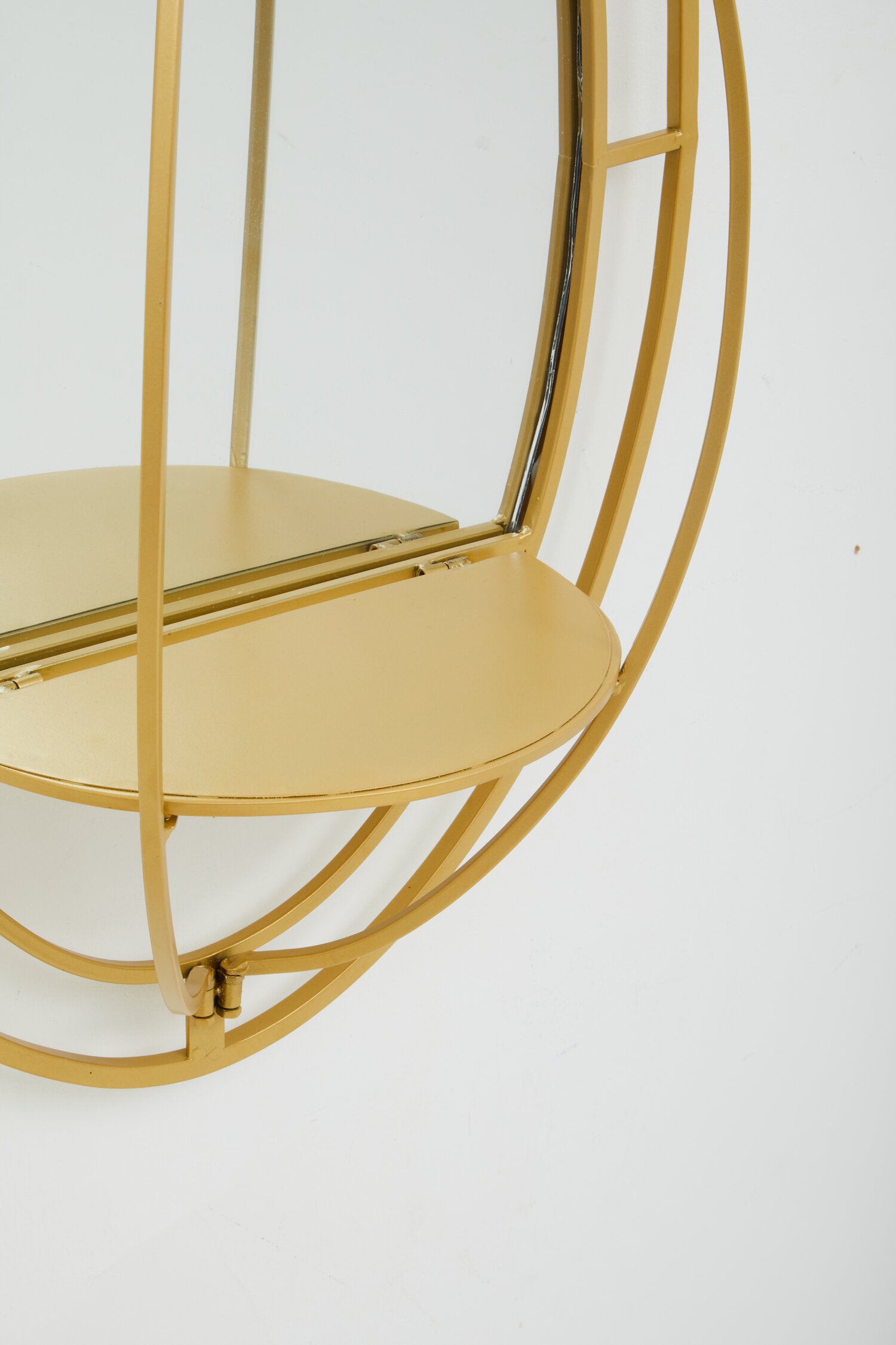Avento Oval Shelved Gold Wall Mirror