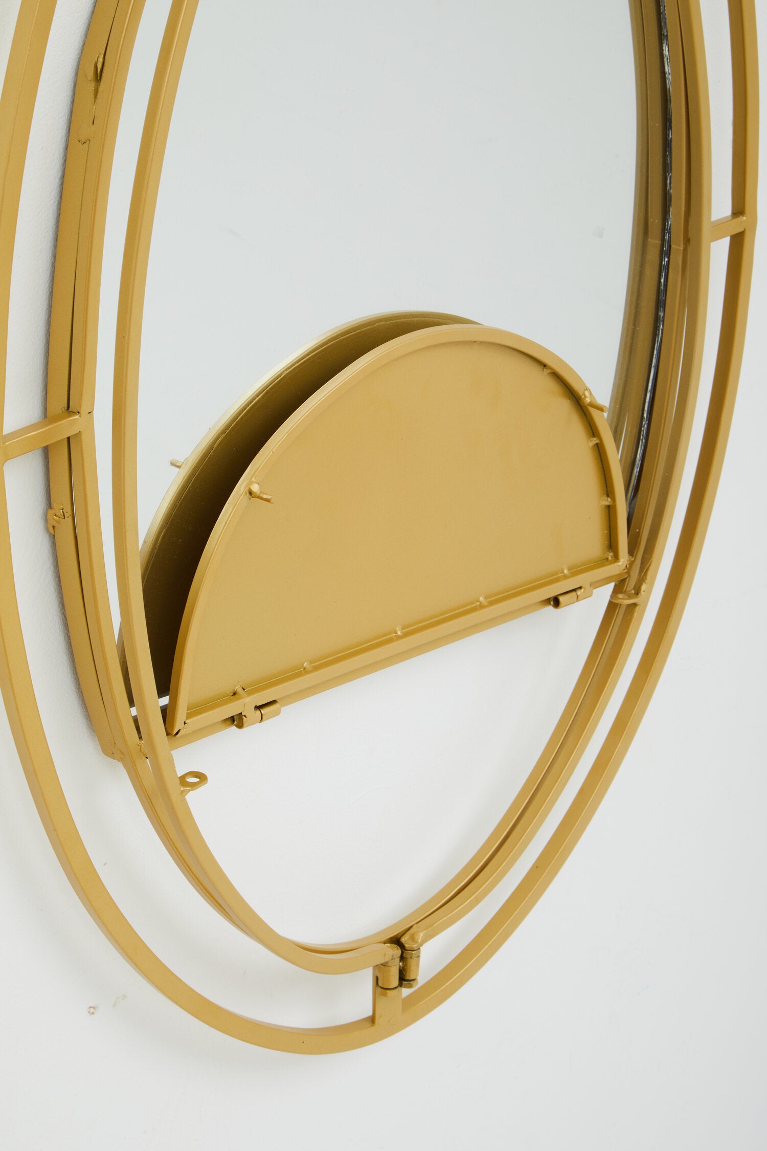 Avento Oval Shelved Gold Wall Mirror