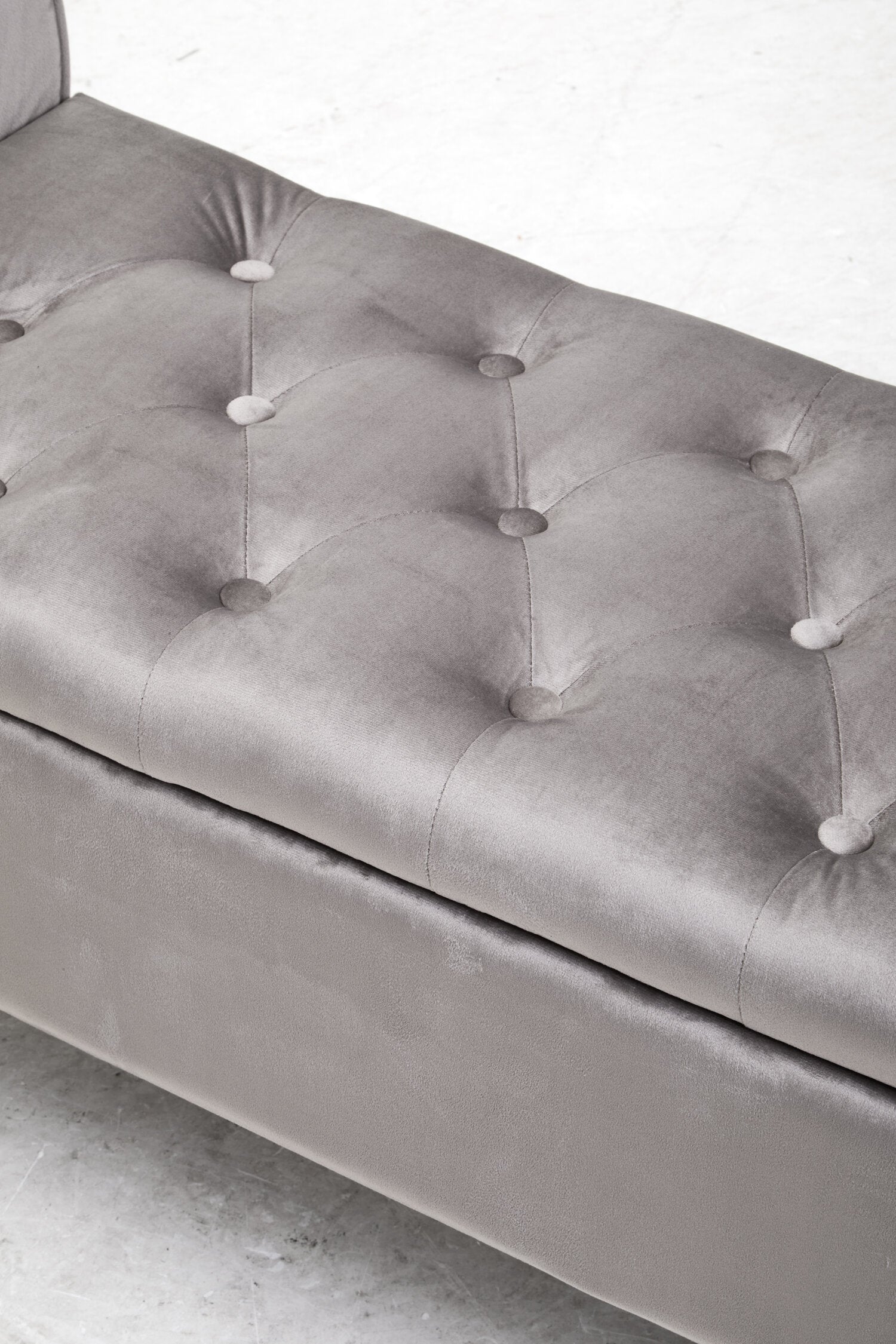 Loretta Grey Velvet Ottoman Storage Bench