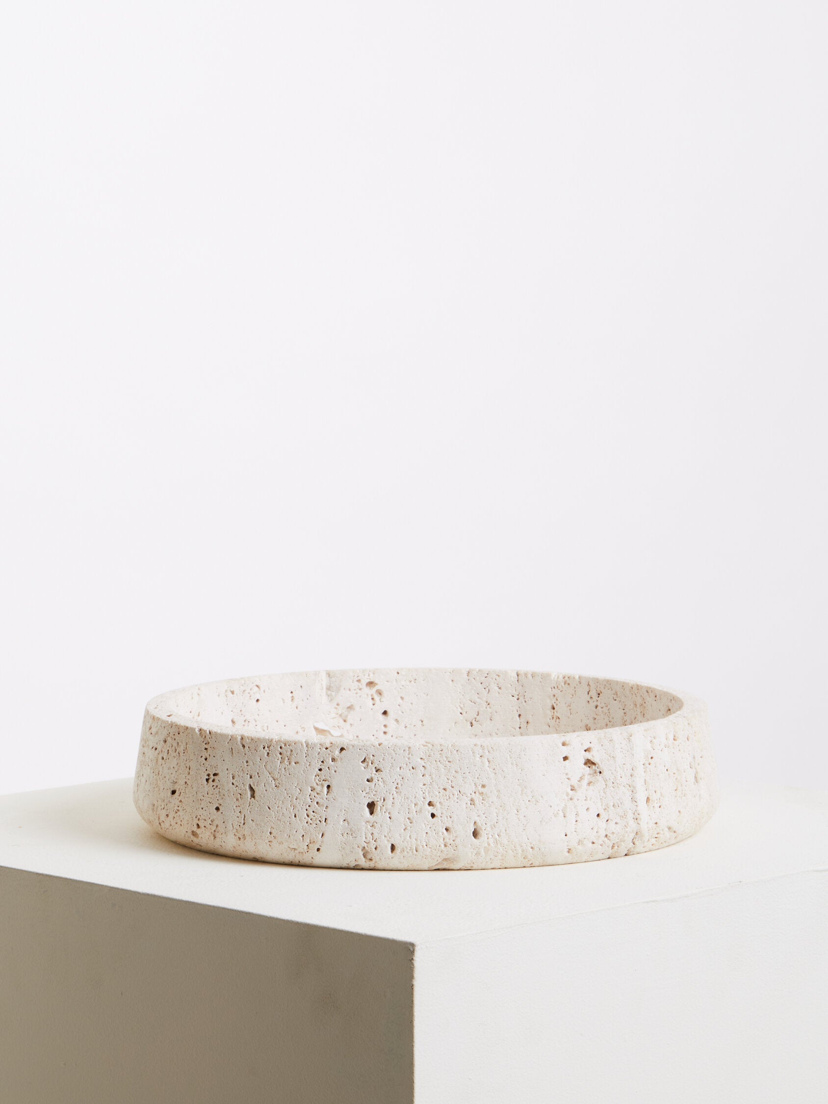 Tibor Travertine Bowl with Raised Edges