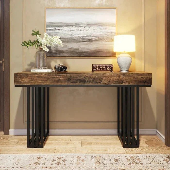 140cm Console Table, Modern Entryway Table with Metal Legs | Luxury Home Accessories | Heulog Glow