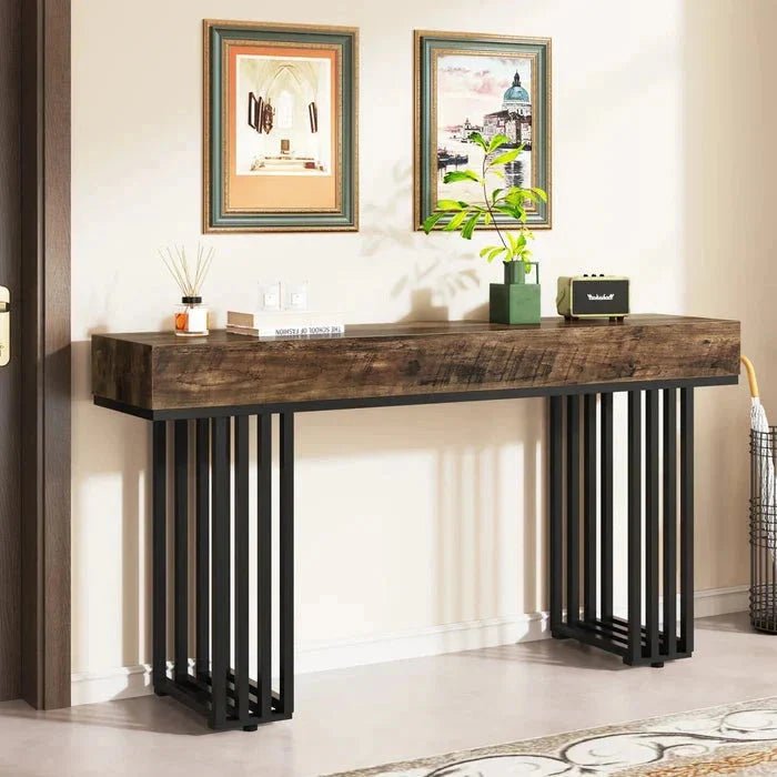140cm Console Table, Modern Entryway Table with Metal Legs | Luxury Home Accessories | Heulog Glow