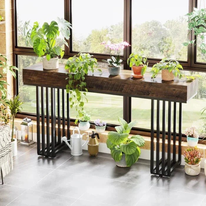140cm Console Table, Modern Entryway Table with Metal Legs | Luxury Home Accessories | Heulog Glow