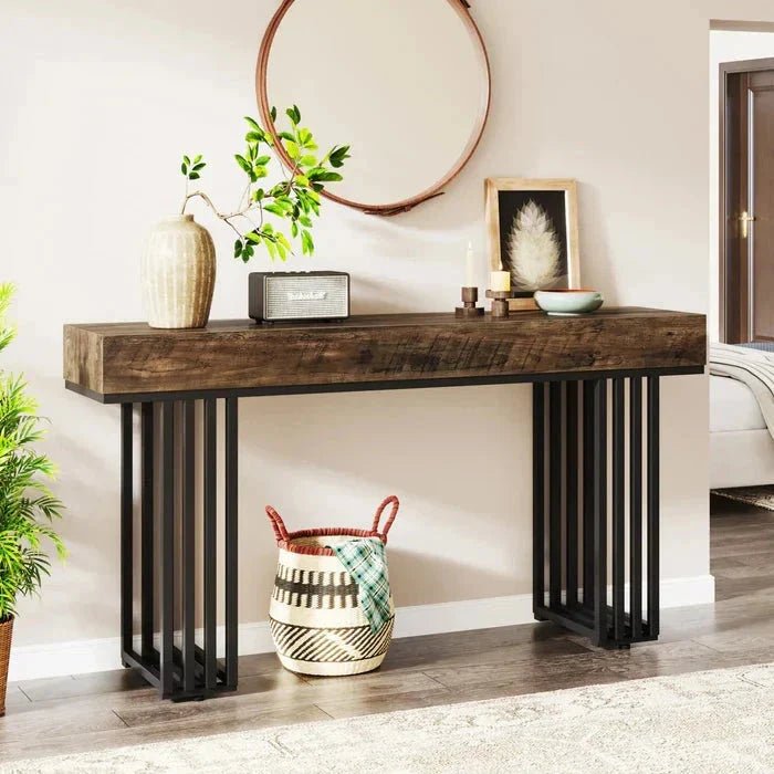 140cm Console Table, Modern Entryway Table with Metal Legs | Luxury Home Accessories | Heulog Glow