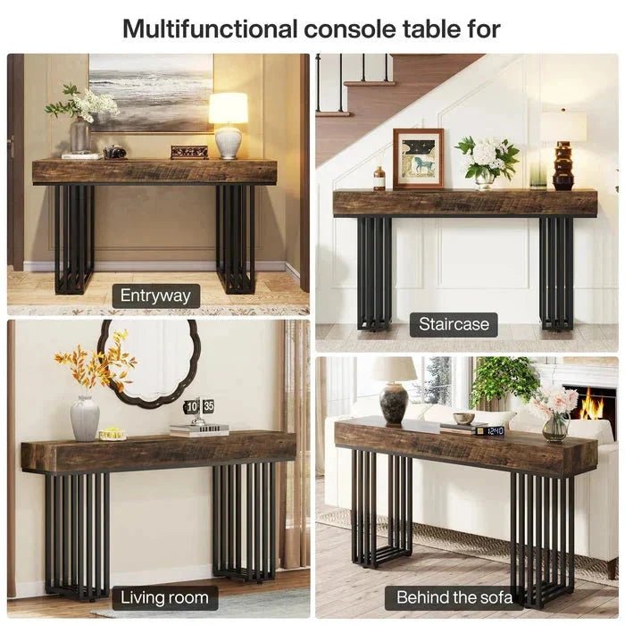 140cm Console Table, Modern Entryway Table with Metal Legs | Luxury Home Accessories | Heulog Glow