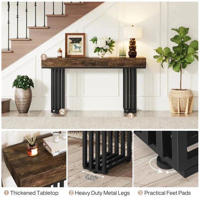 140cm Console Table, Modern Entryway Table with Metal Legs | Luxury Home Accessories | Heulog Glow
