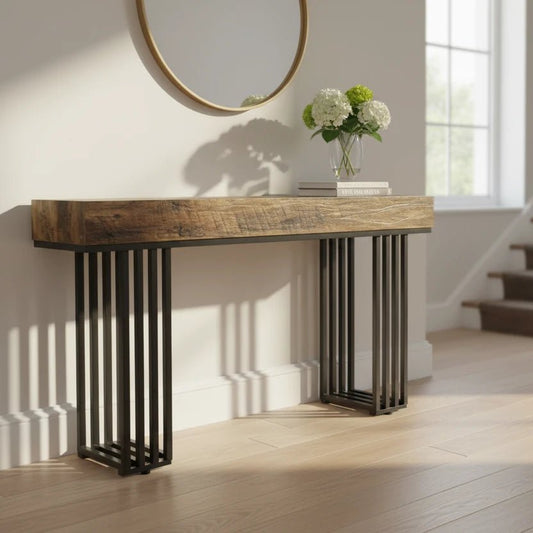 140cm Console Table, Modern Entryway Table with Metal Legs | Luxury Home Accessories | Heulog Glow
