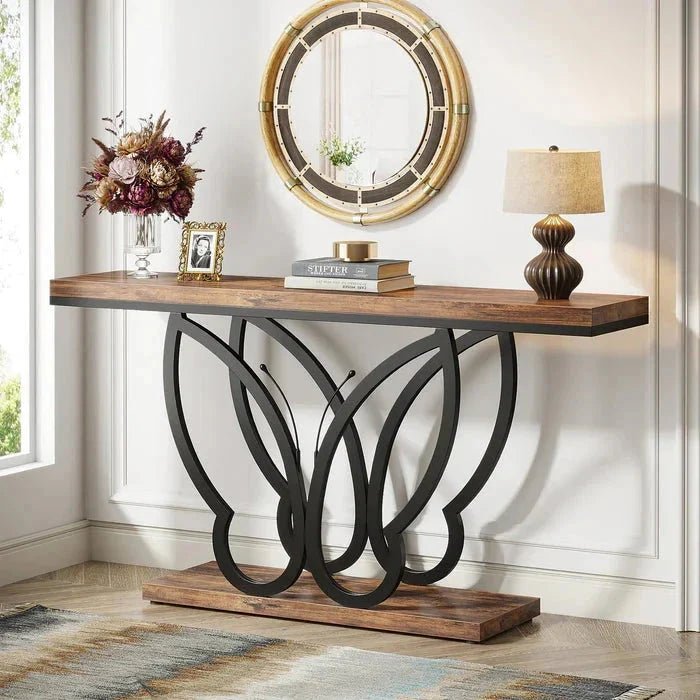 140cm Console Table Sofa Table with Butterfly Metal Frame | Luxury Home Accessories | Heulog Glow