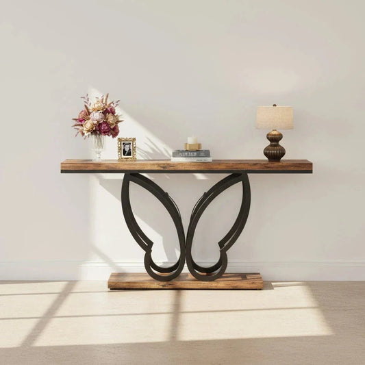 140cm Console Table Sofa Table with Butterfly Metal Frame | Luxury Home Accessories | Heulog Glow