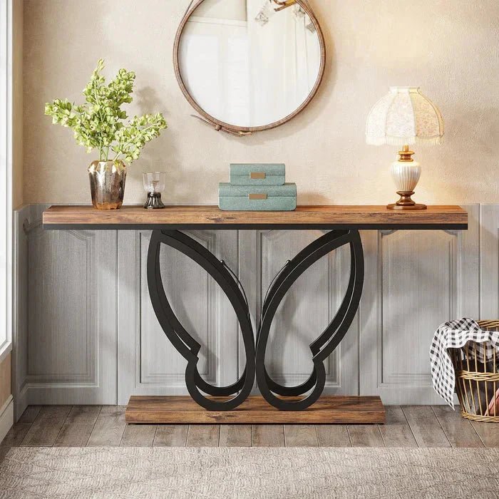140cm Console Table Sofa Table with Butterfly Metal Frame | Luxury Home Accessories | Heulog Glow
