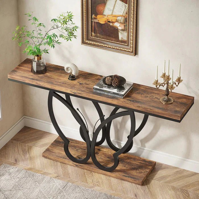 140cm Console Table Sofa Table with Butterfly Metal Frame | Luxury Home Accessories | Heulog Glow