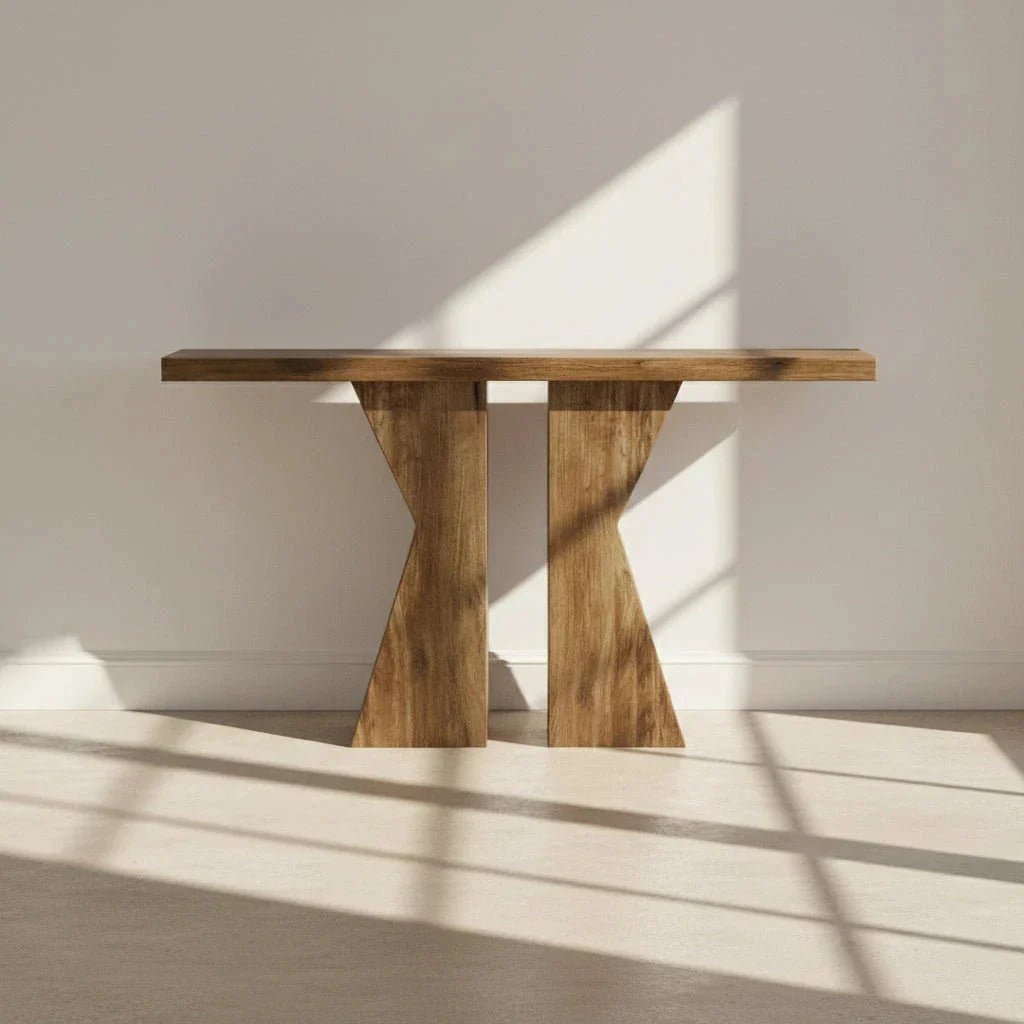 140cm Wood Console Table, 140 cm Sofa Table Entryway Table with K-Shaped Frame | Luxury Home Accessories | Heulog Glow