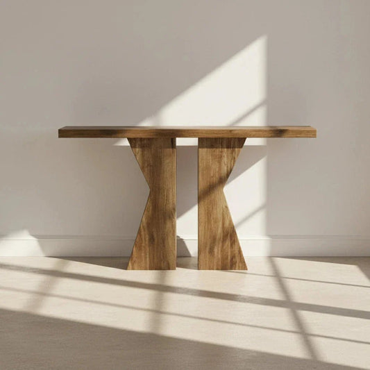 140cm Wood Console Table, 140 cm Sofa Table Entryway Table with K-Shaped Frame | Luxury Home Accessories | Heulog Glow